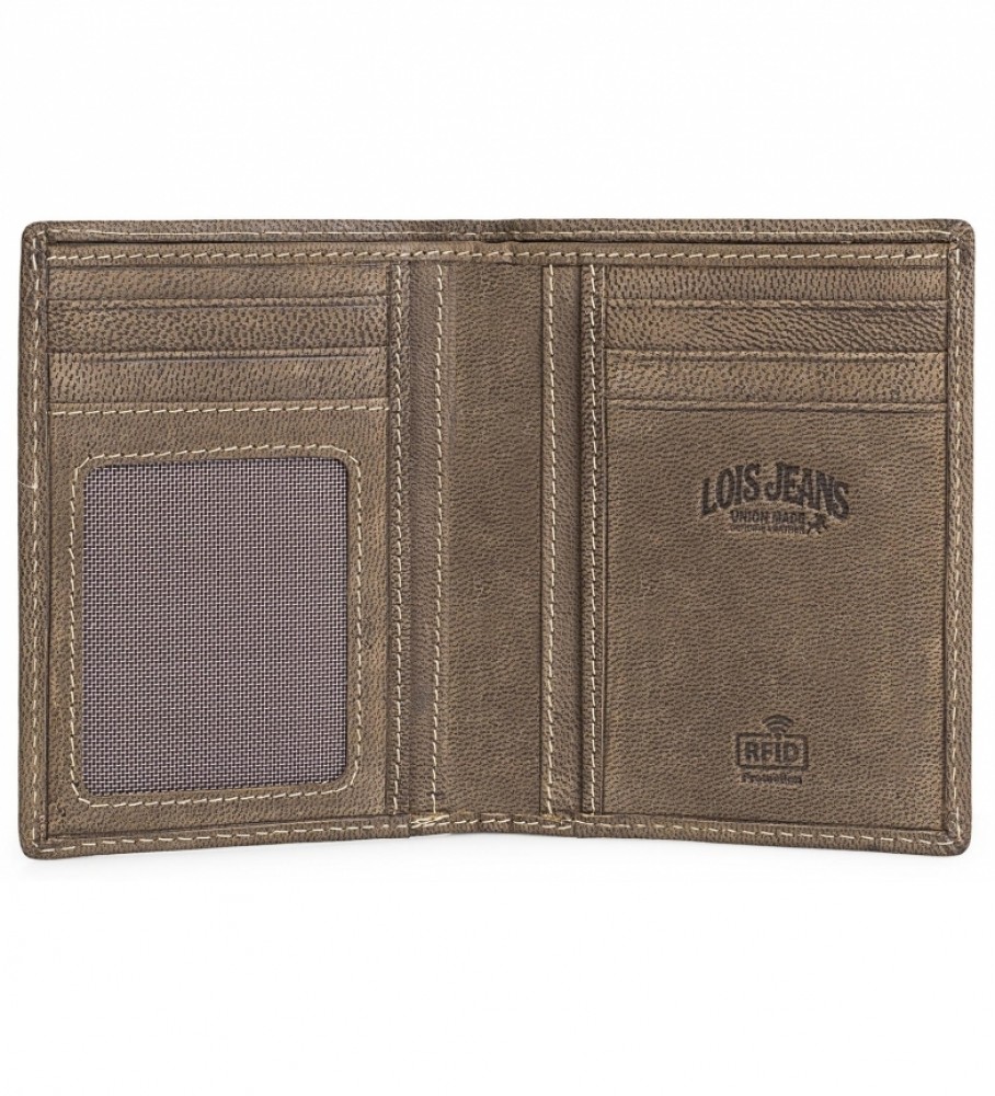 Carteira Lois em couro marrom, modelo 2015/18 - 8 x 11 cm -