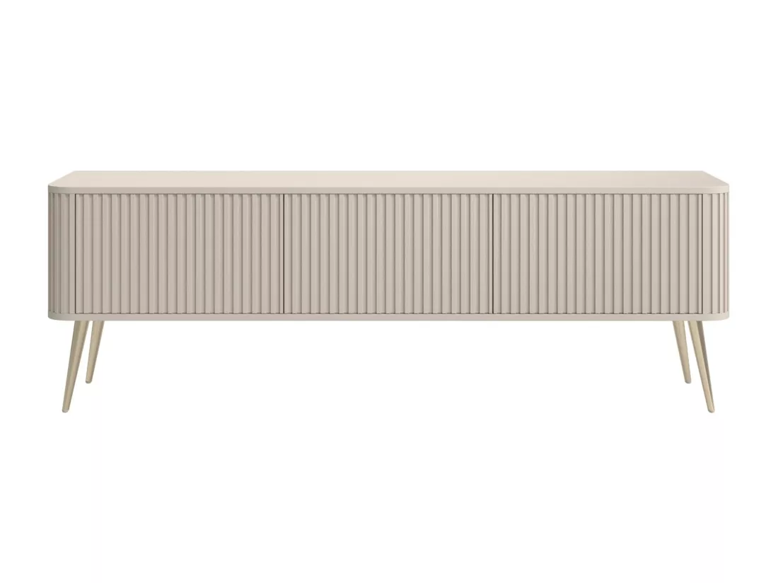 Meuble TV à 3 portes - 163 cm - grėge / doré - OVARLO