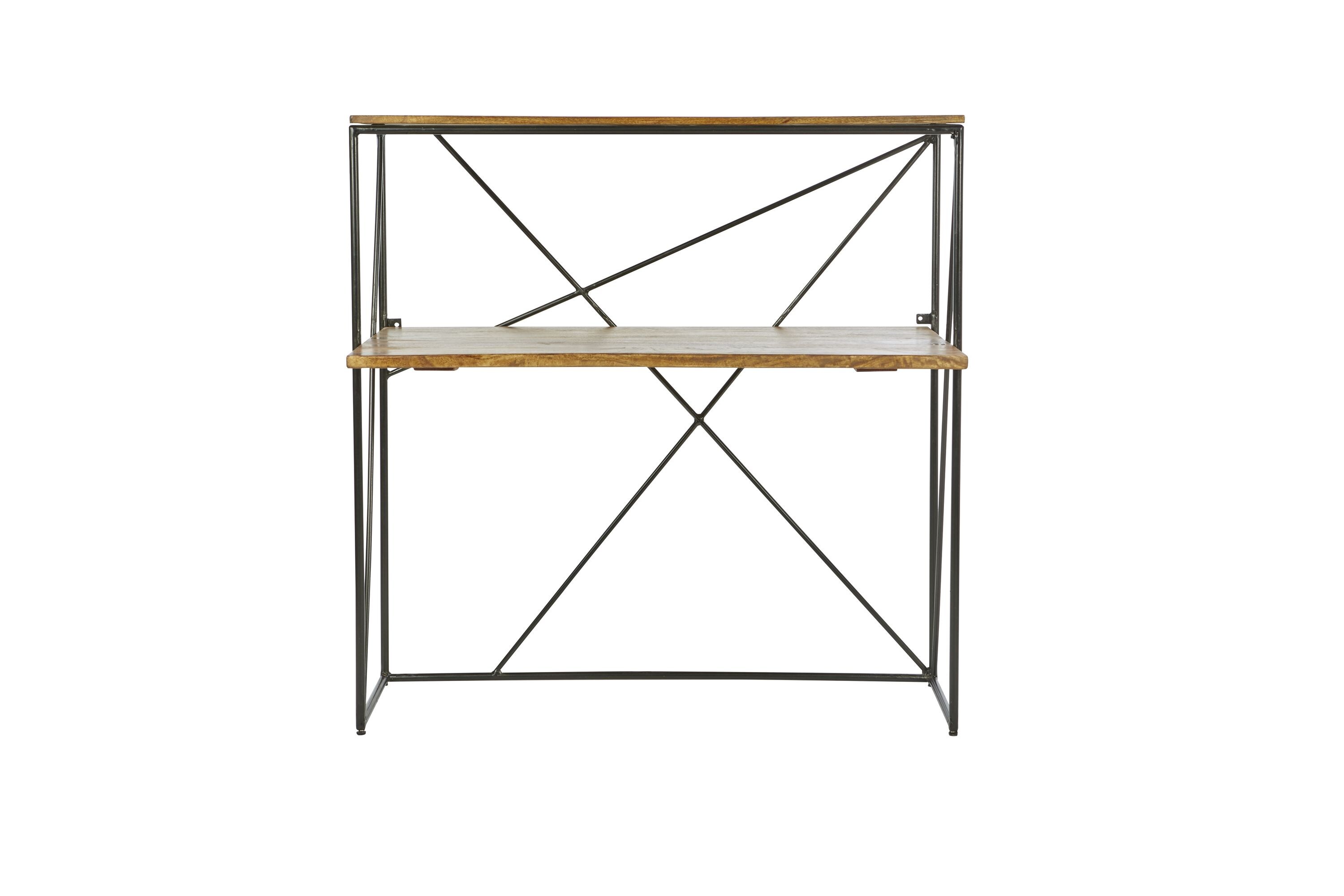 Sekretär Schreibtisch Arbeitstisch Mangoholz Metall Regal Standregal Kommode