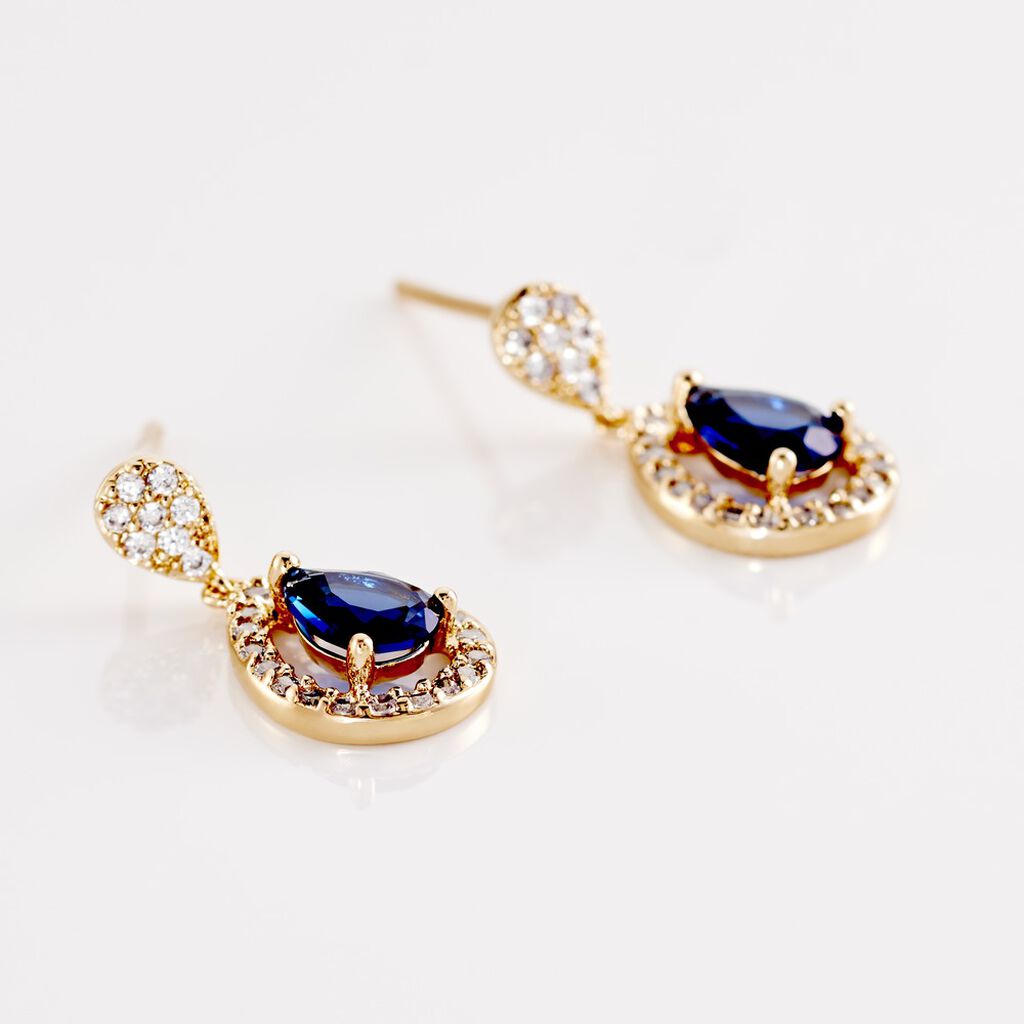 Boucles D'oreilles Pendantes Brigita Plaqué Or Pierre De Synthese