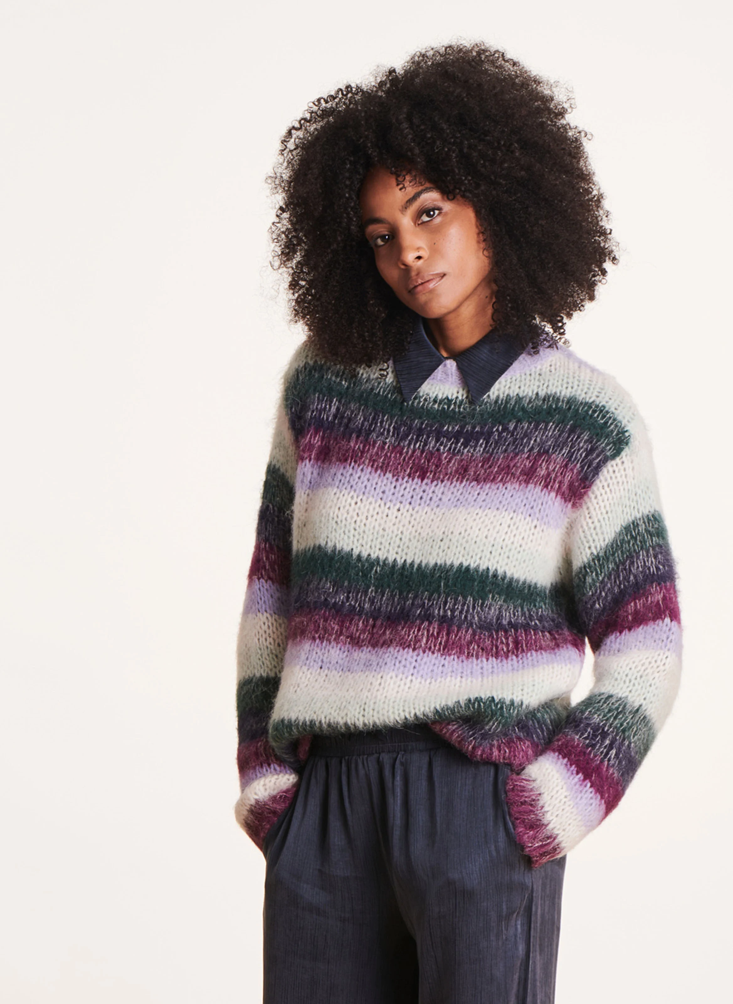 Pull ample à col rond | Violet