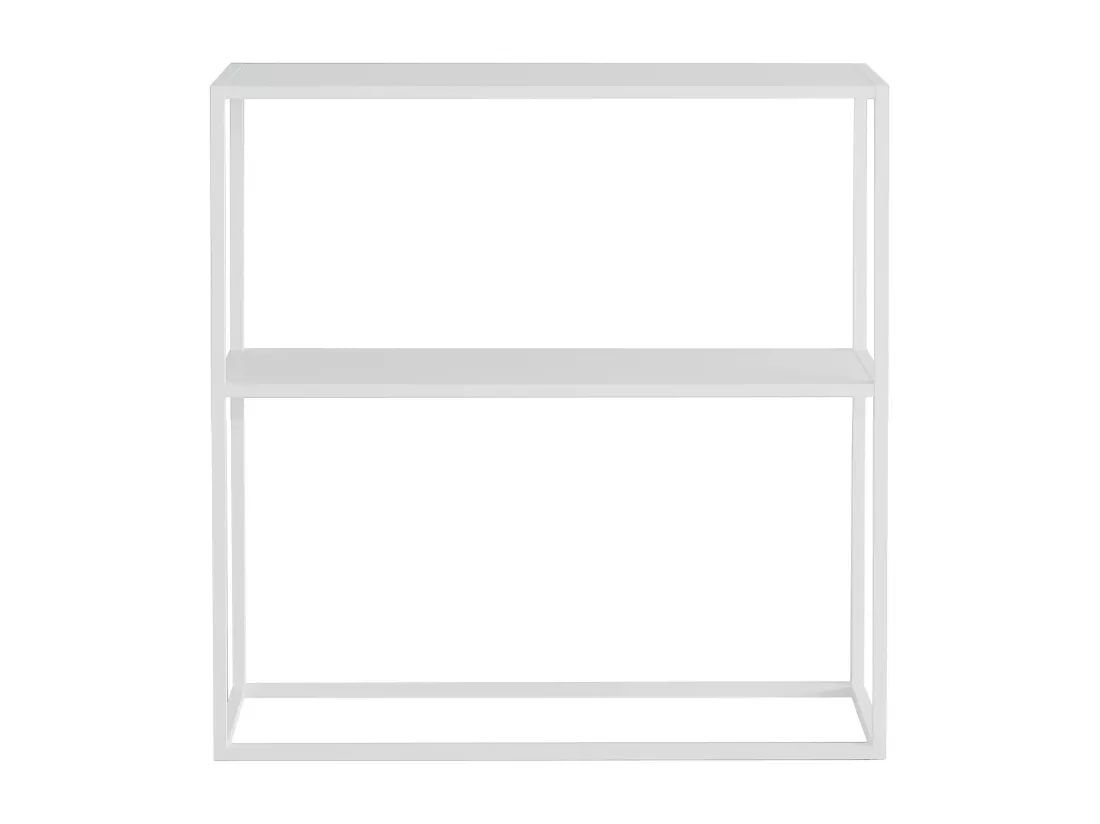 Table console Strömstad avec surface de rangement 80 x 79,5 x 26 cm blanc mat [en.casa]