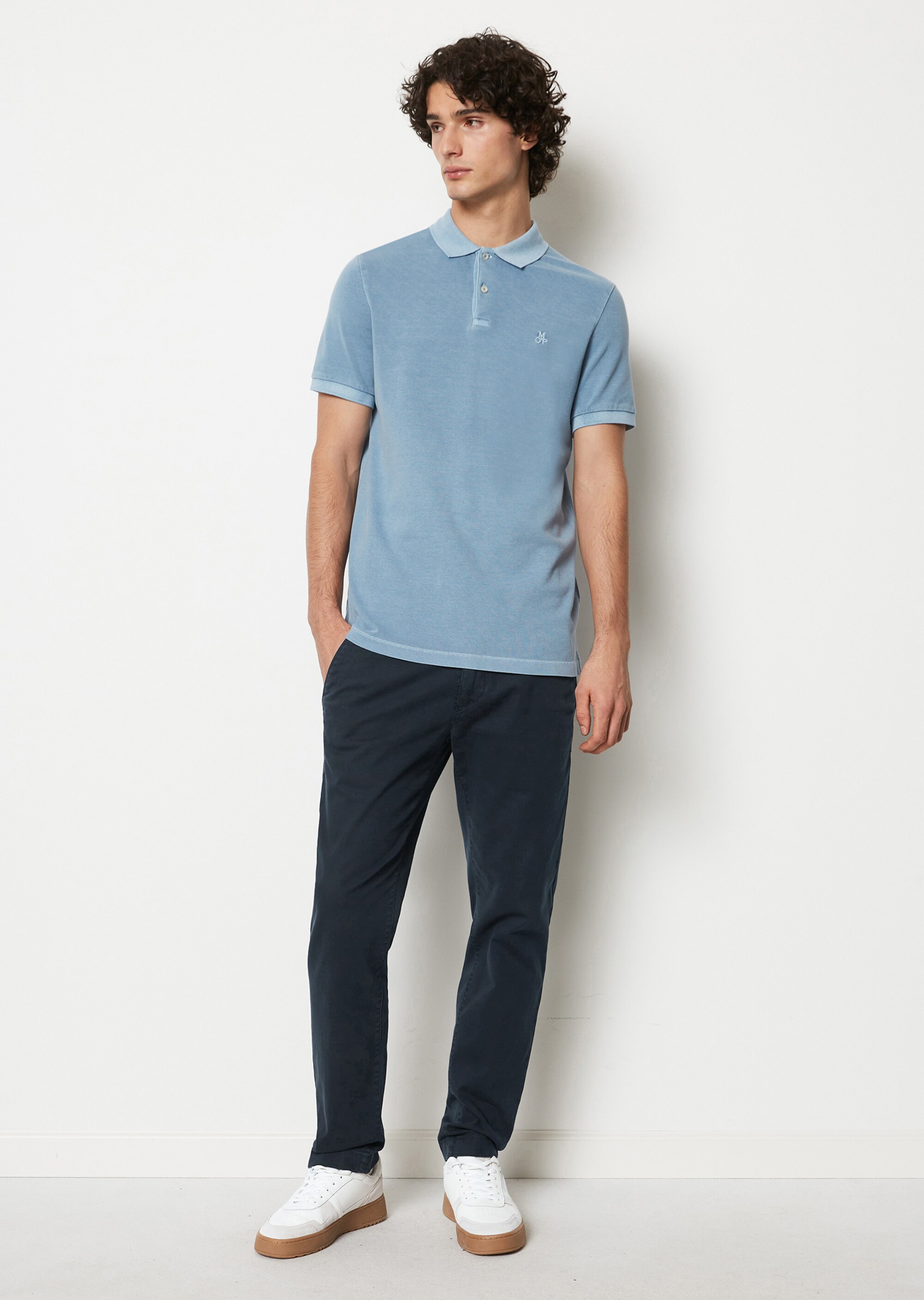 Kurzarm-Poloshirt Piqué shaped aus Organic Cotton-Stretch