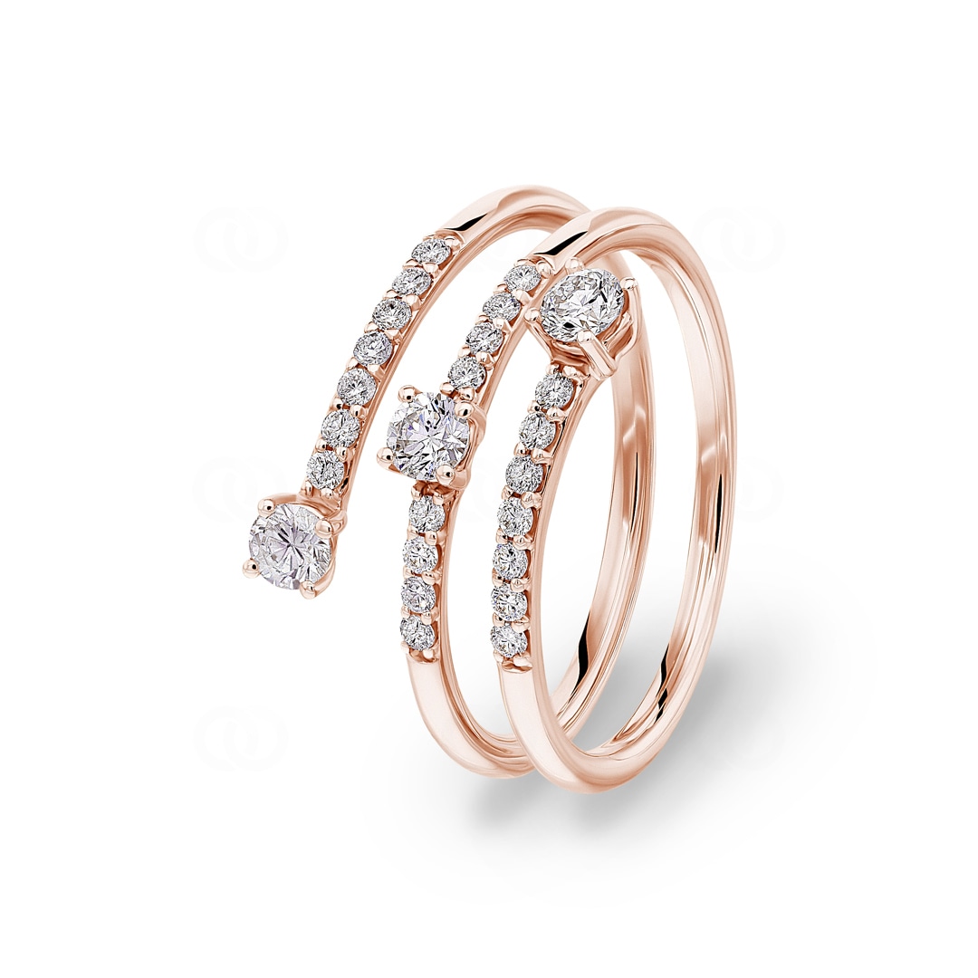 Damenring 750/18 K Roségold mit Diamanten 0.50 ct H/si