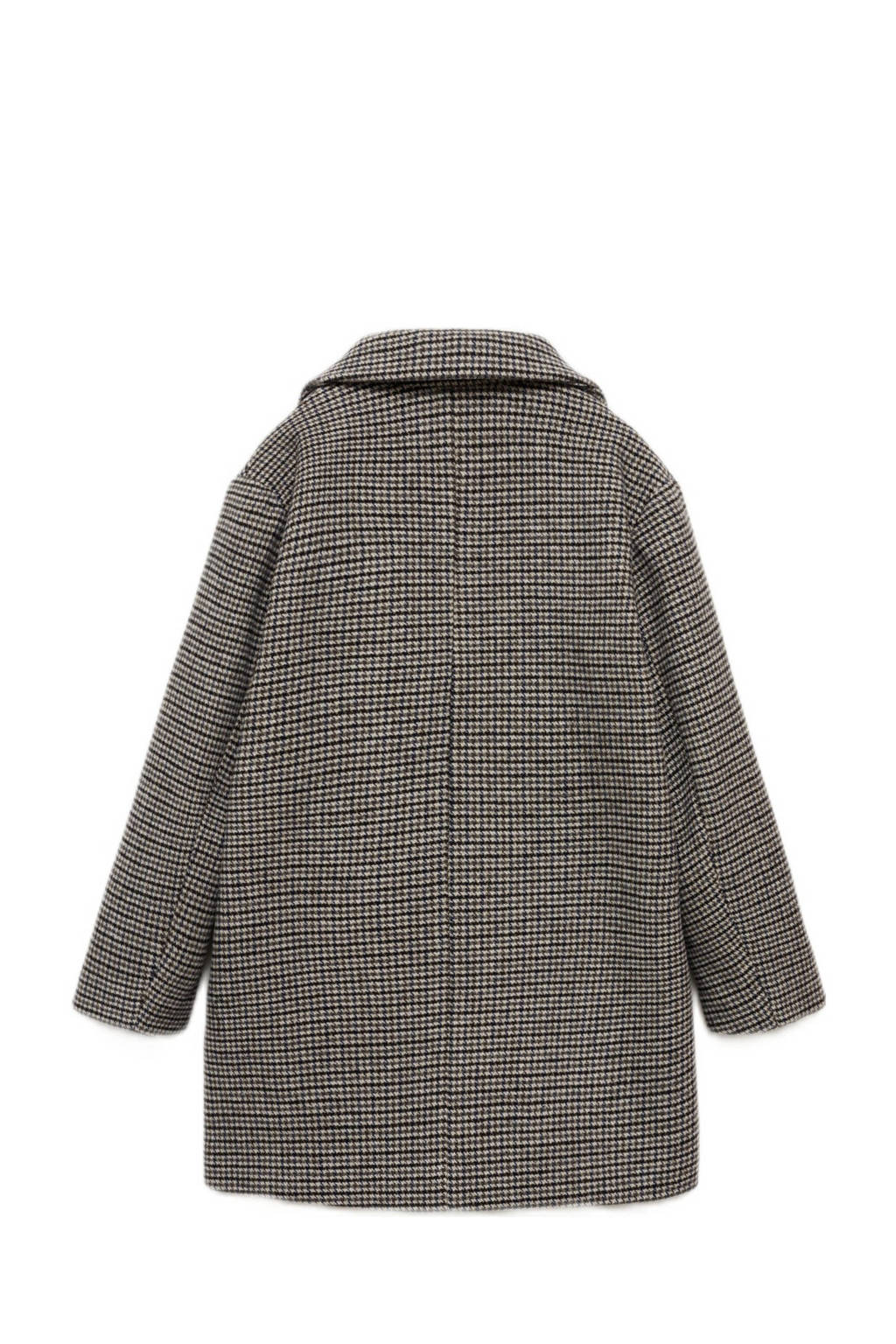 Mango Kids winterjas met pied-de-poule bruin/beige/zwart