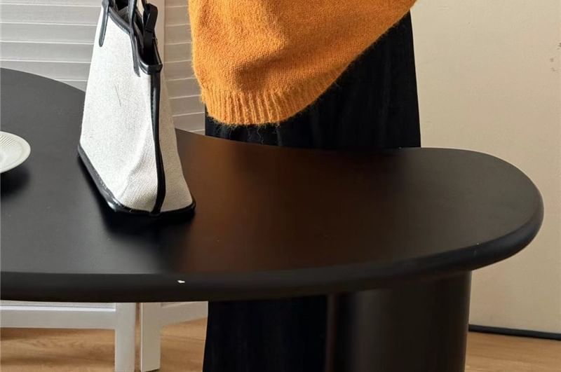 Beaustreet - Ronde hals effen oversized gebreide trui