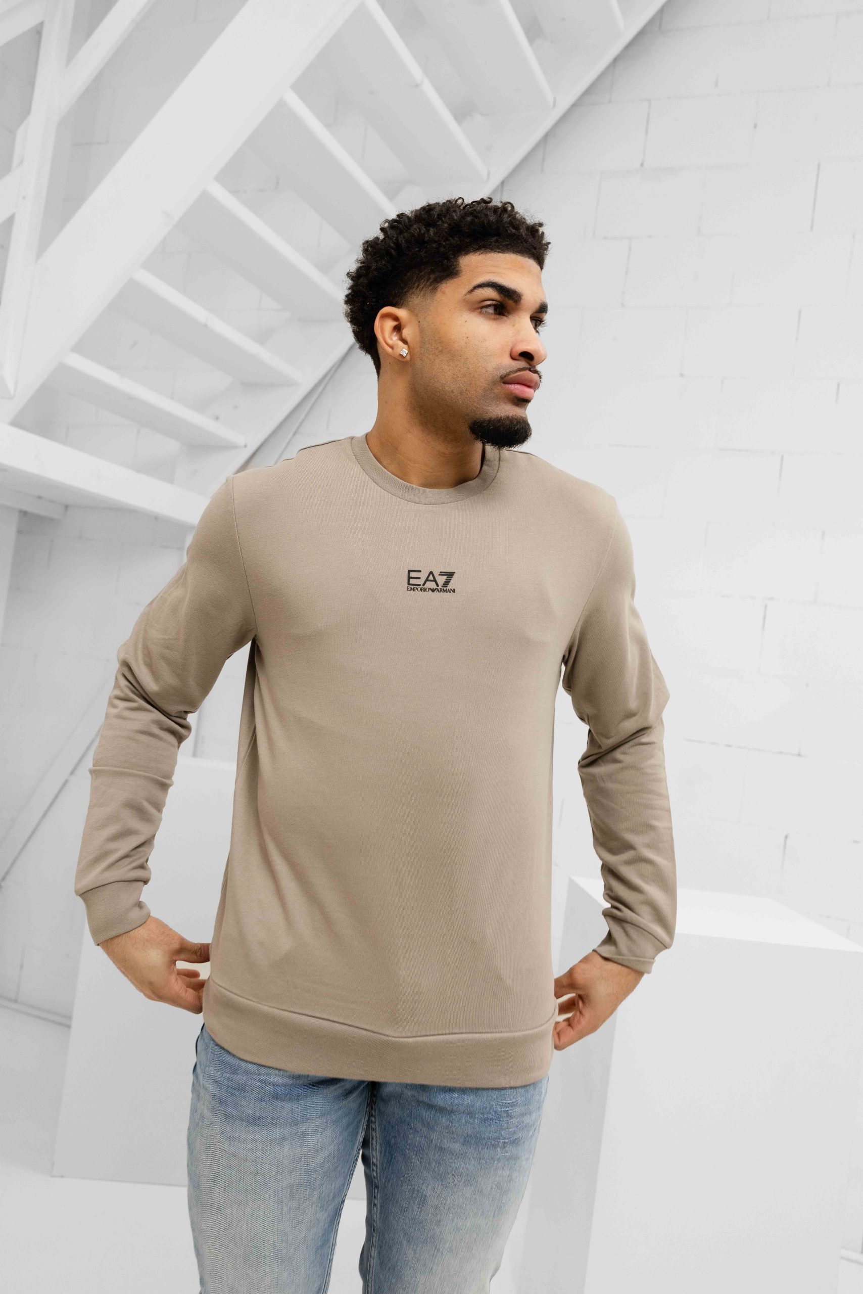 EA7 Emporio Armani 8NPM30 Sweater Heren Beige