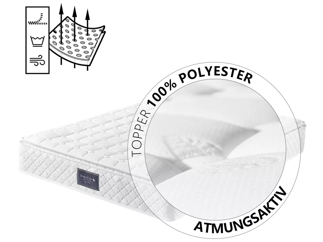 Matelas 140 x 200 cm ressorts ensachés 7 zones et mousse haute résilience ép.25cm - Merax