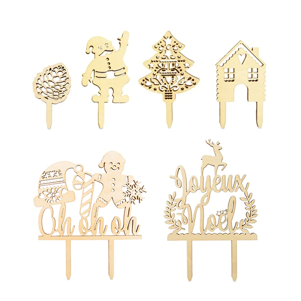 Kit de décorations de Noël en bois pour bûches et gâteaux Scrapcooking