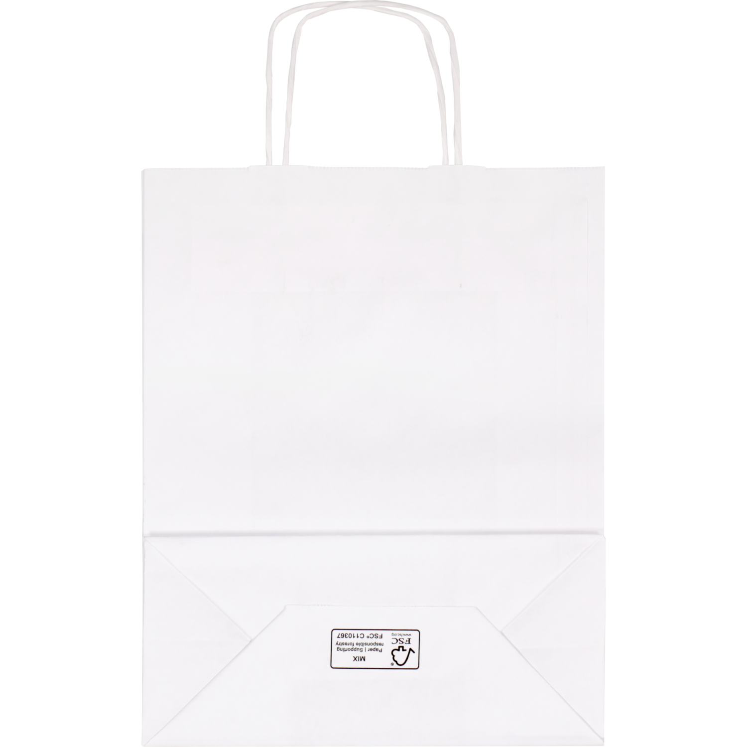 Tas, Kraftpapier, gedraaid papieren koord, 26x 12x34cm, draagtas, wit