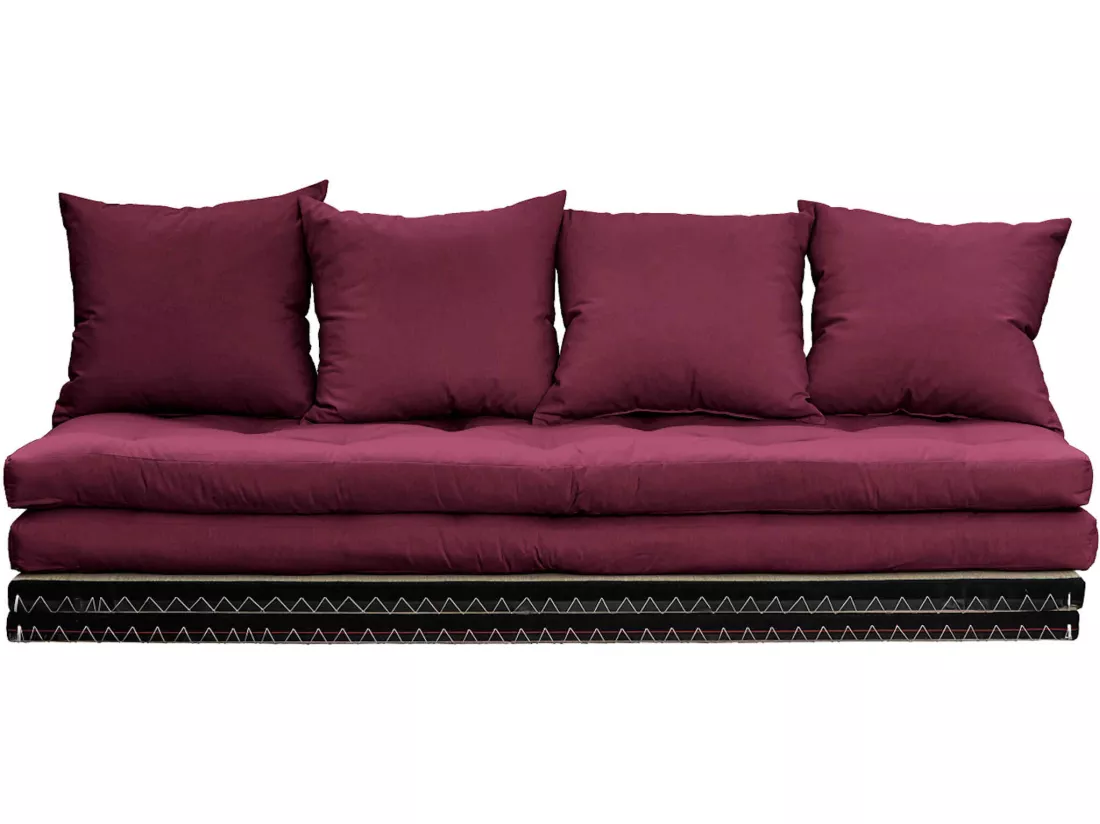 Futon canapé lit 3 places 2x70x200 CHICO bordeaux