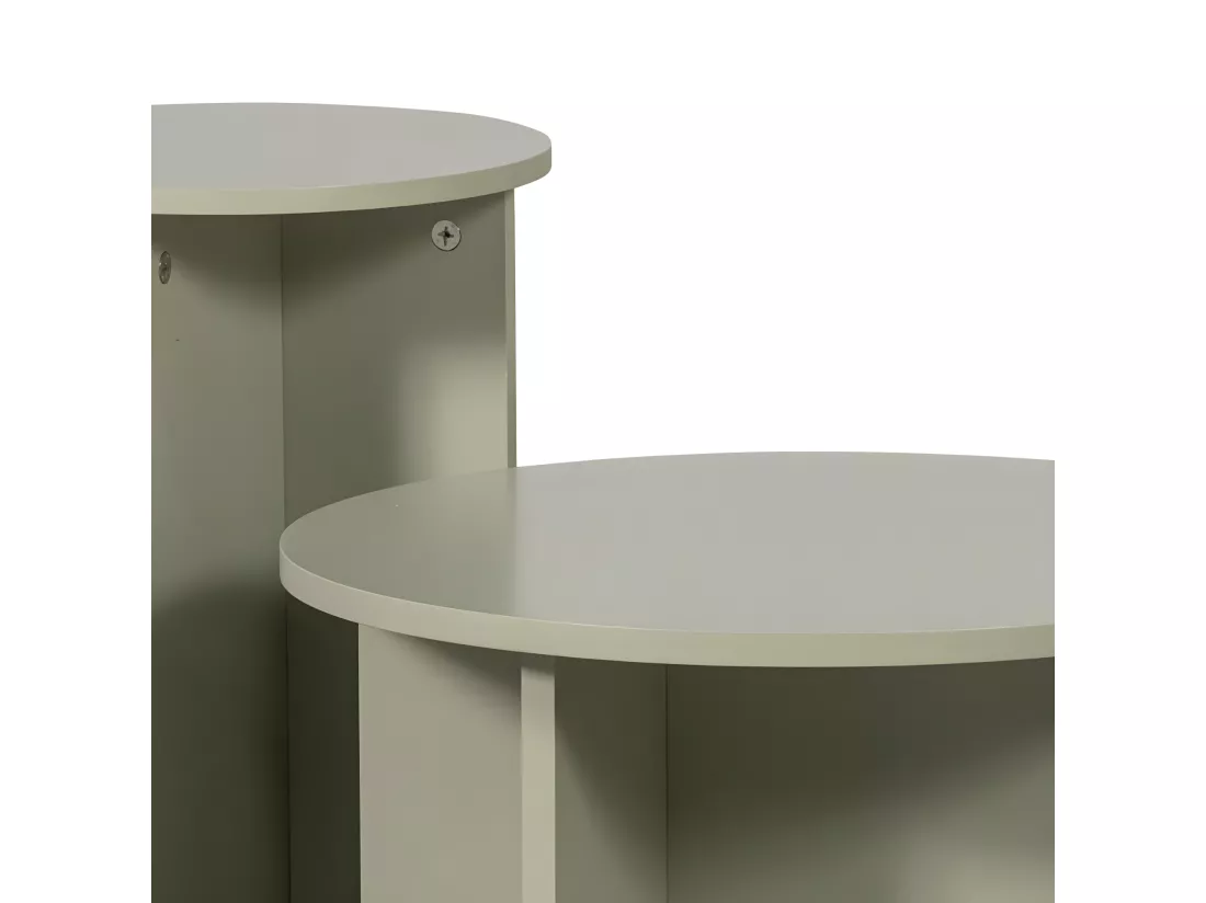 Ronny - Lot de 2 tables d'appoint rondes en bois - Vert de gris