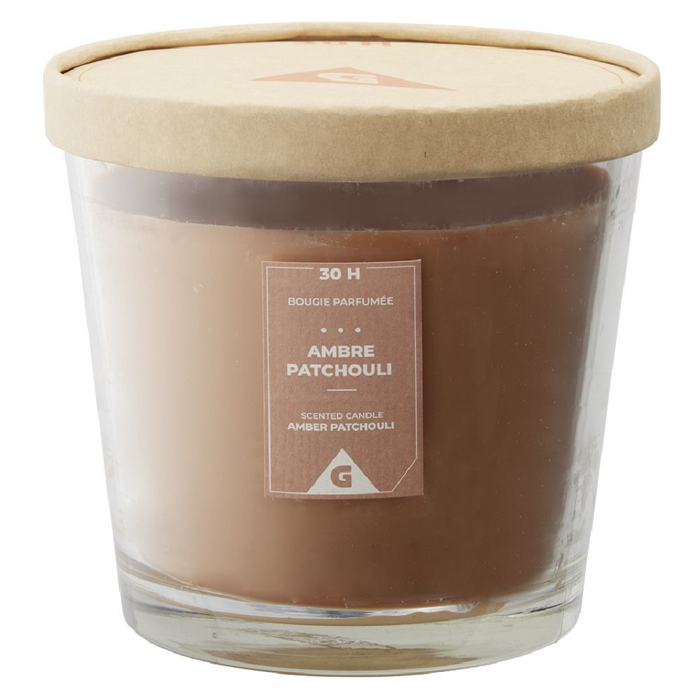 Bougie parfumée dans verre senteur ambre patchouli Ø13,5xH12,5cm 30H