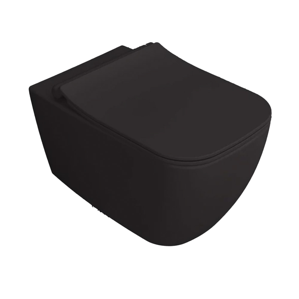 Isvea Vea hangend toilet randloos 34.5x52cm zwart mat