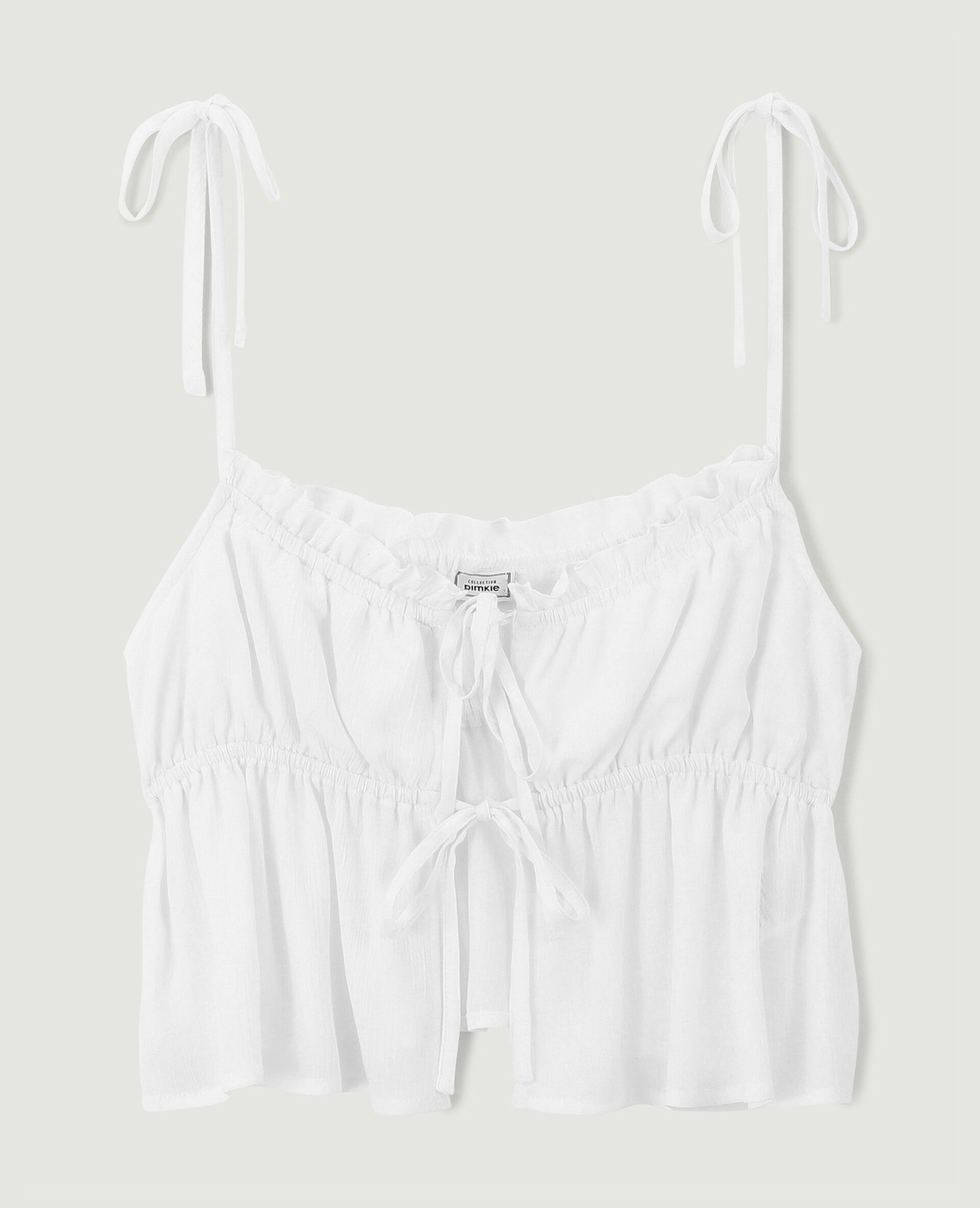 Top court avec volants - Blanc