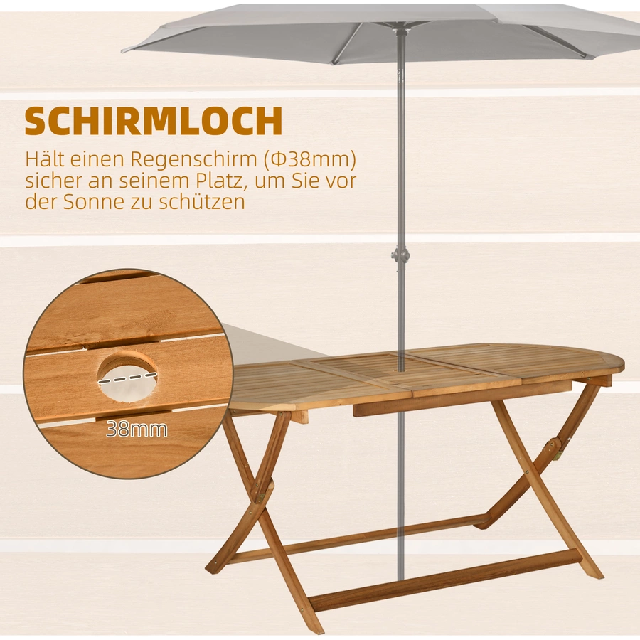 Outsunny 7-teiligen Essgruppe mit 40 mm ? Schirmloch natur
