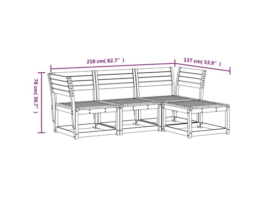 VIDAXL - Salon extérieur Salon de jardin 4 pcs bois massif de pin