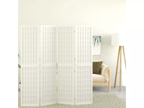Cloison de séparation pliable 4 panneaux 160x170 cm Blanc