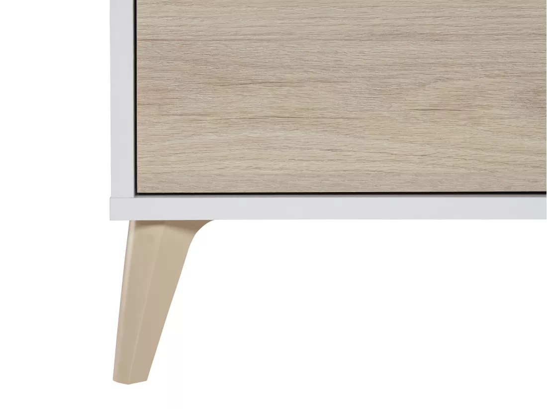 Buffet haut KOLYMA - 3 portes & 1 niche - Coloris : Chêne & Blanc