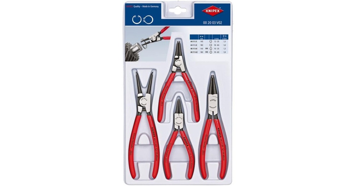 KNIPEXBorgveertangenset  00 20 03 V02  (Rood, 4-delig)