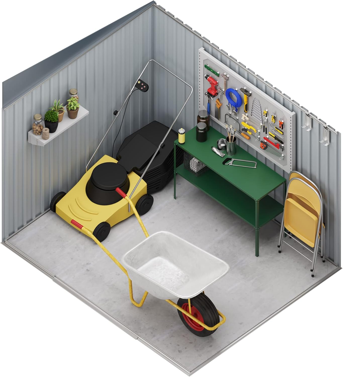 Wasabi - Gartenhaus Metall 4,6m2 Stark – 238 x 193 x 203cm - Oberlicht - Doppelte Schiebetür – Anthrazitgrau – Geräteschuppen XL – Gerätehaus Outdoor Wetterfest