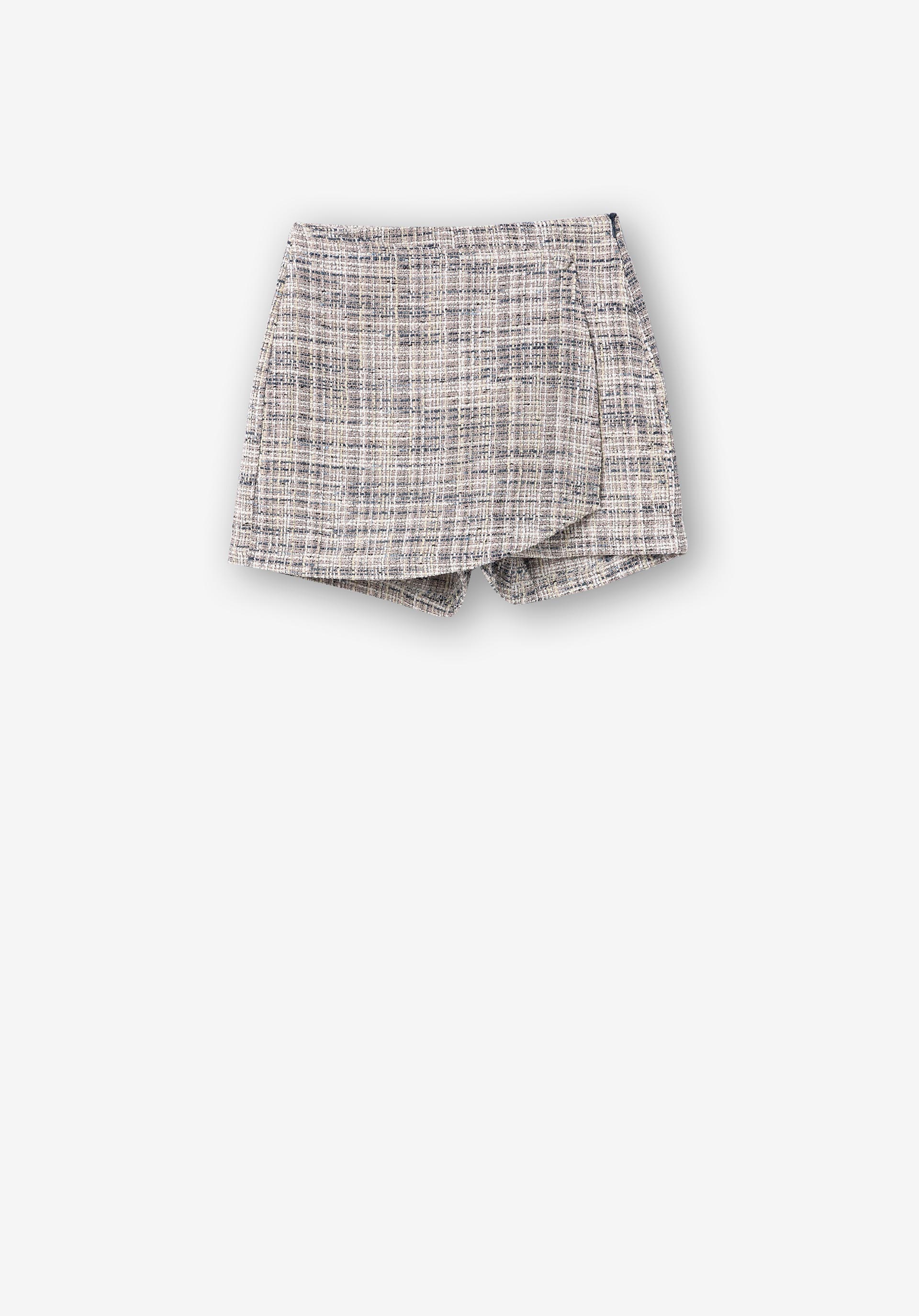 Saia-Calção Tweed com Botão