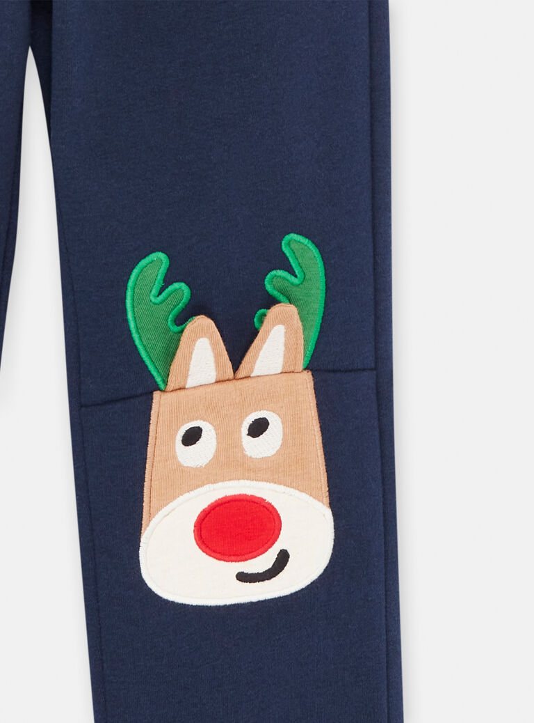 Pantalon bleu nuit avec patchs cerfs pour garçon