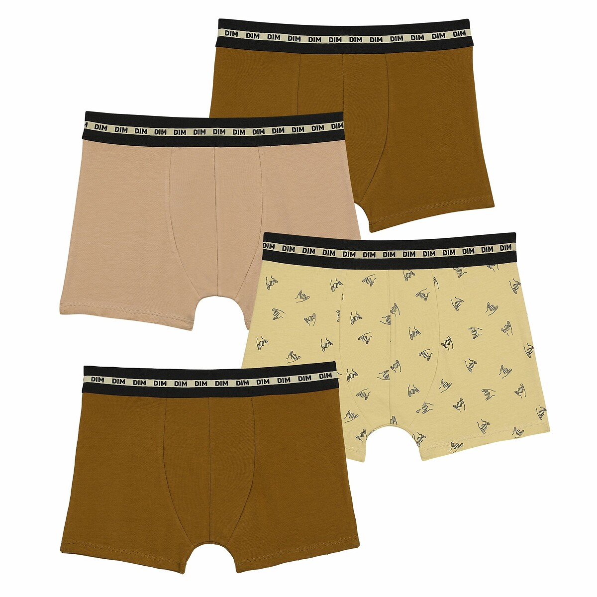 DIM<br>Conjunto de 4 cuecas boxer de algodão da moda