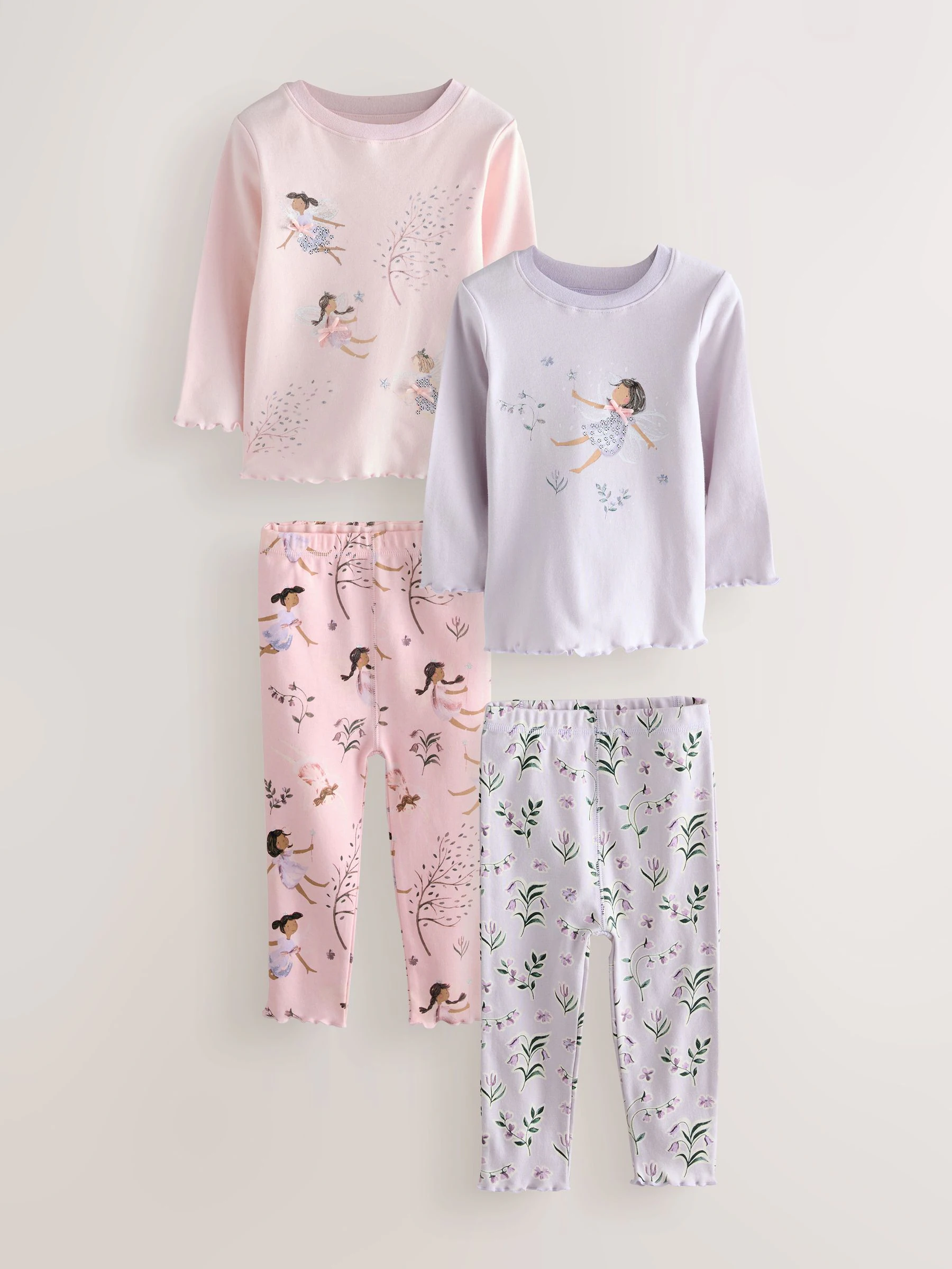 Roze / paarse fee - Verpakking van 2 knusse pyjama's (9 mnd-12 jr)