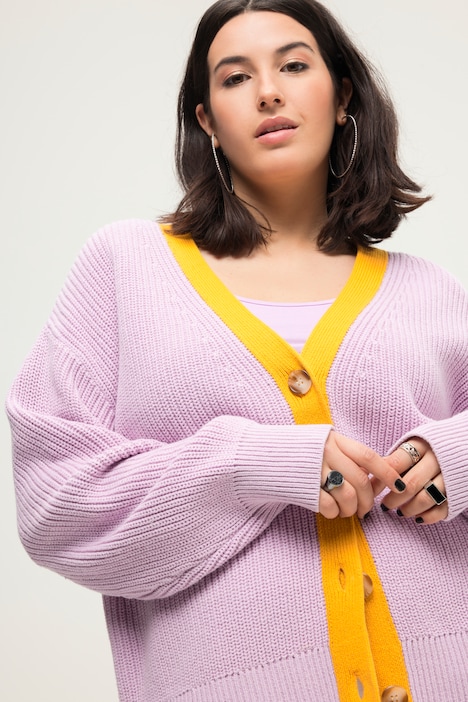 Strickjacke, oversized, Colorblende, Langarm