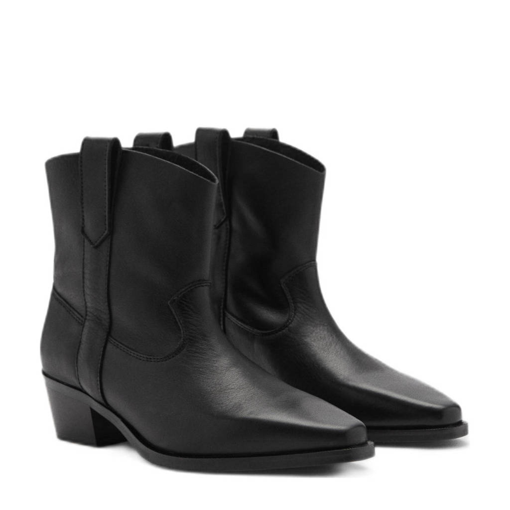 MANGO TEEN leren cowboylaarzen zwart