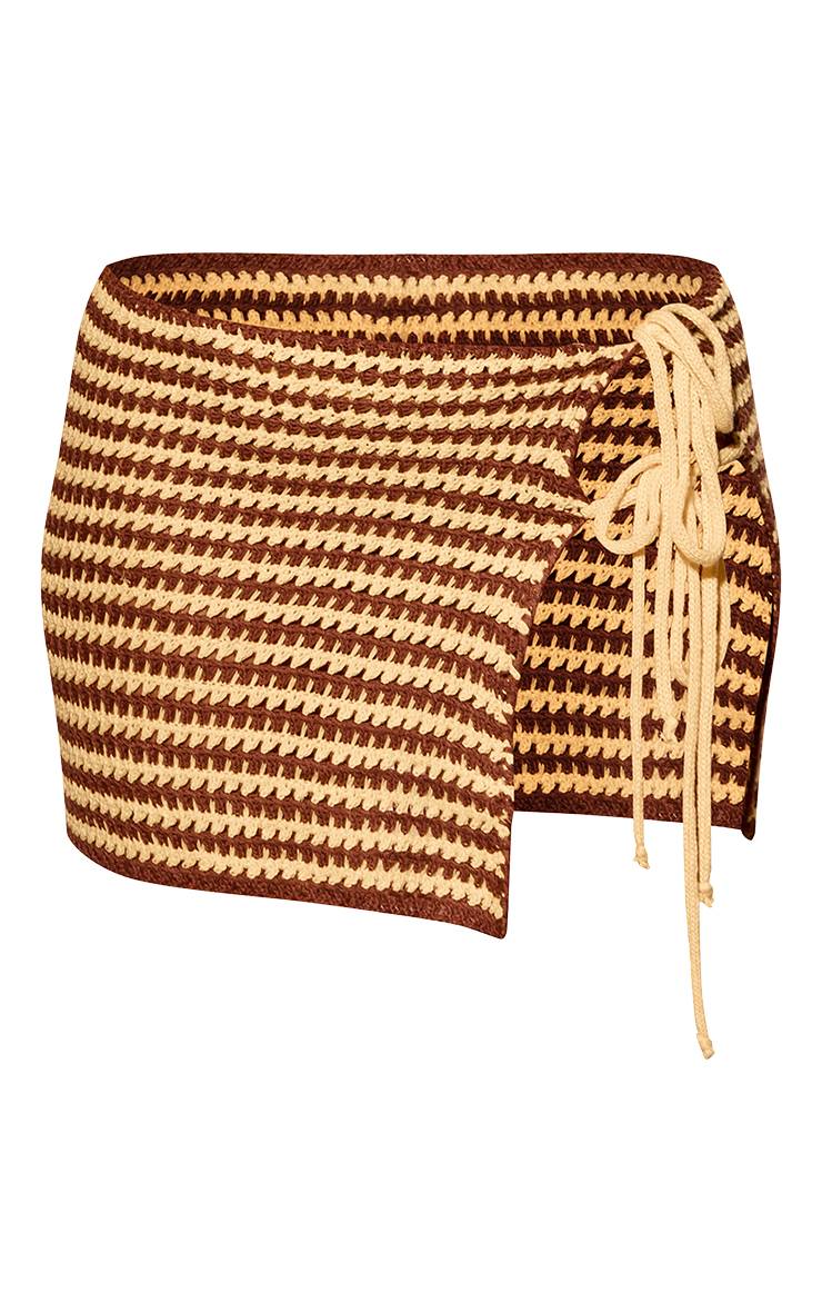Jaune Paréo De Plage En Crochet À Rayures