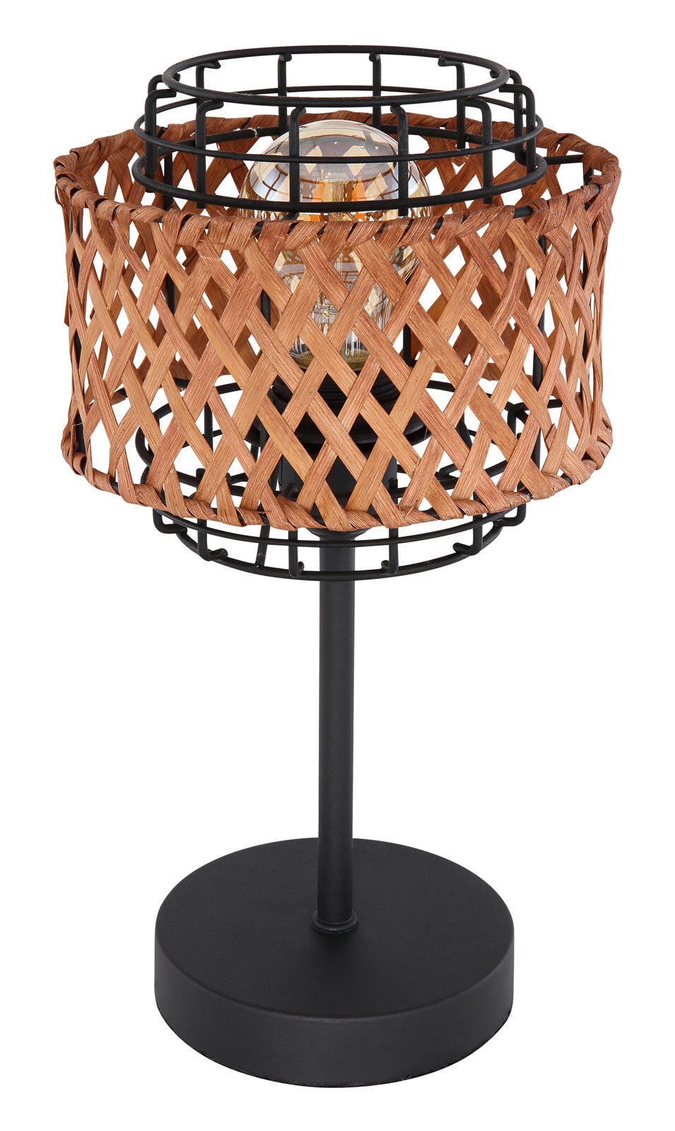 GINA Tischlampe braun, schwarz 15668T, D/H: 17 x 32 cm, Metall, Holz