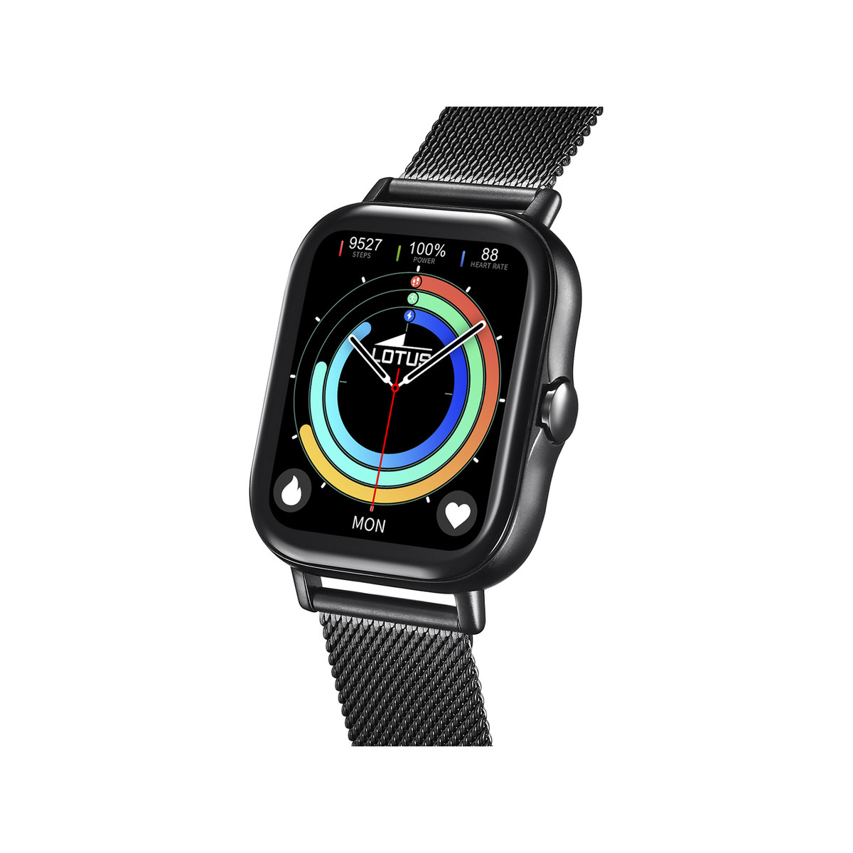 Montre Lotus mixte connectée acier noir bracelet acier noir maille milanaise