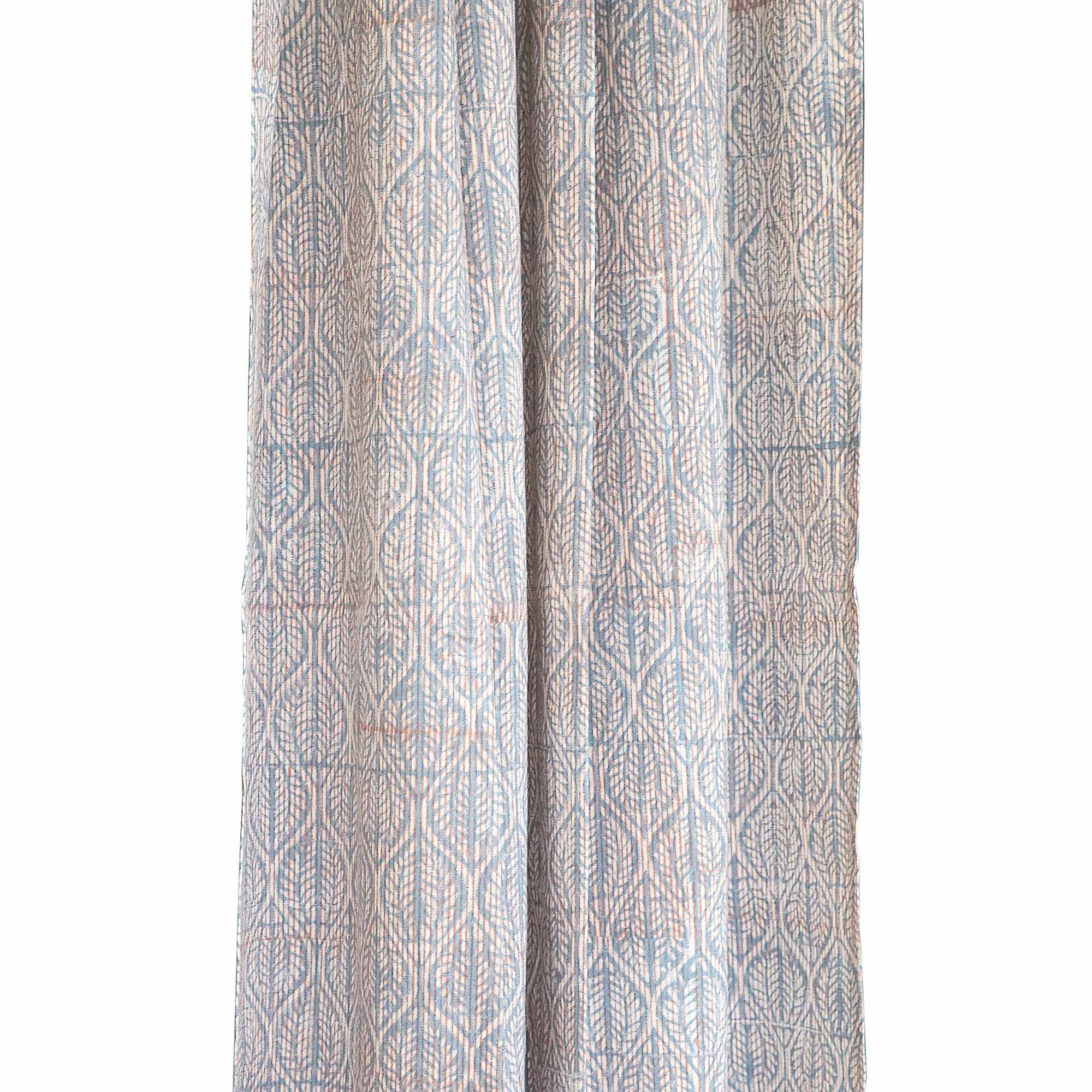 Vorhang mit Blockprint, blau-rot, H 220 cm, B 110 cm von fischer's lagerhaus
