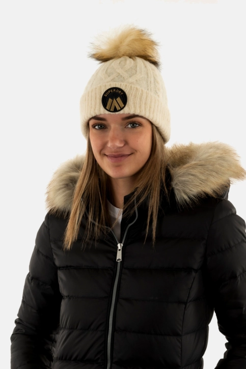Bonnets superdry cable luxe 9vi oatmeal white