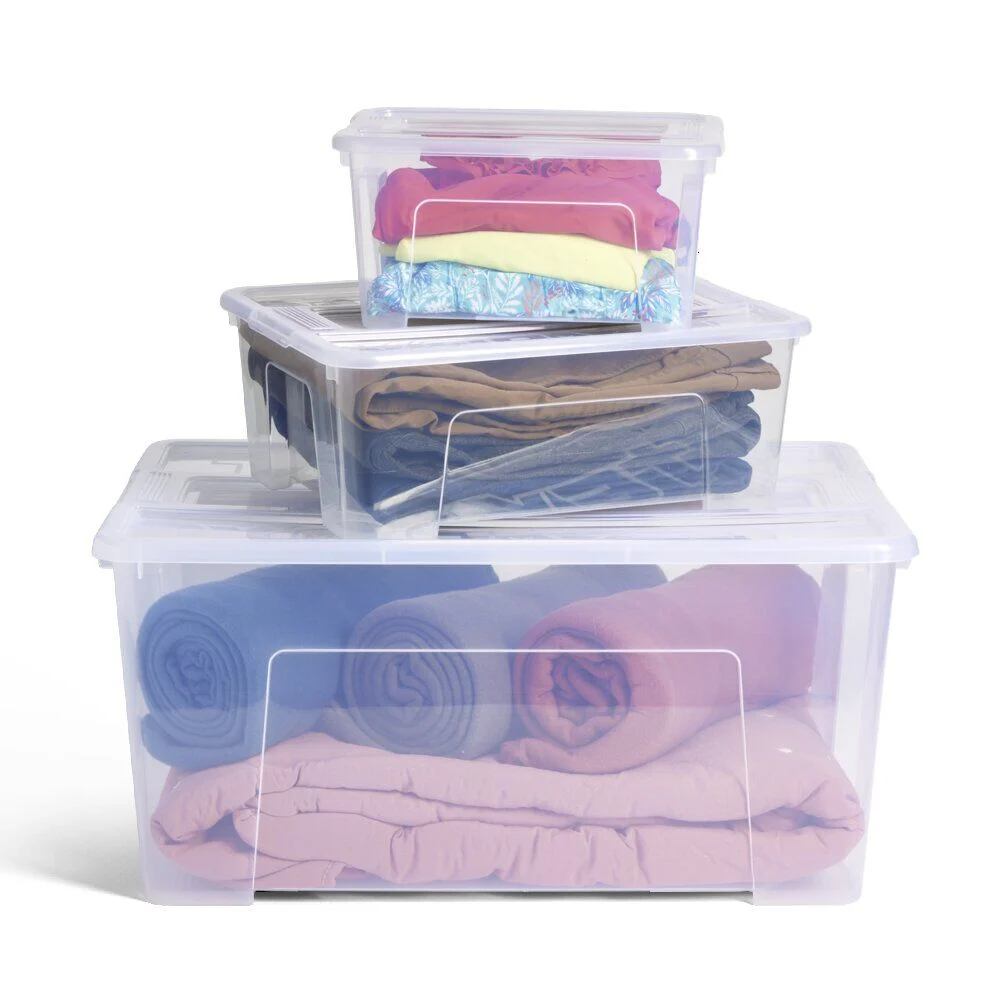 Box rangement 48L plastique transparent 57xH27,2x38cm
