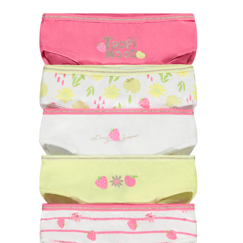 Lot de 5 culottes motif fantaisie fraises pour fille