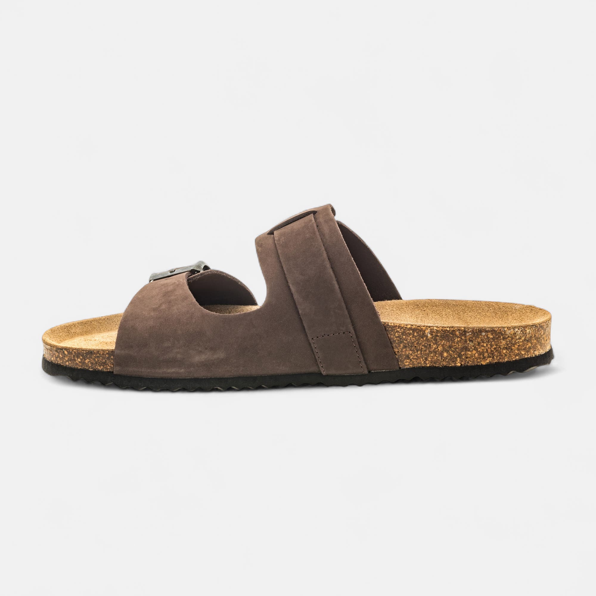 Mules semelle liège Homme en cuir marron