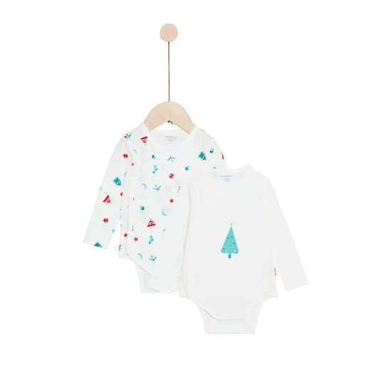 Noël Lot de 2 Bodies manches longues   Ecru        de               P'tit bisou