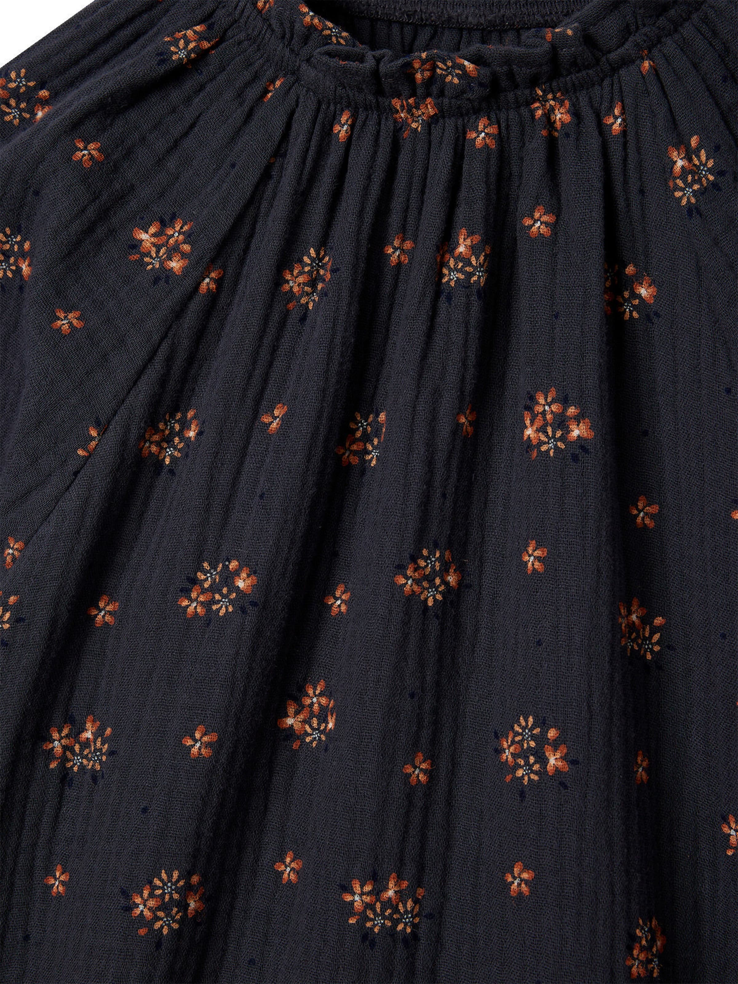 Vertbaudet Geblümtes Mädchen Kleid aus Musselin anthrazit