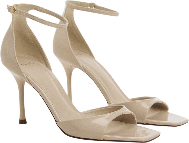 MANGO Patent leather effect heeled sandal Light beige