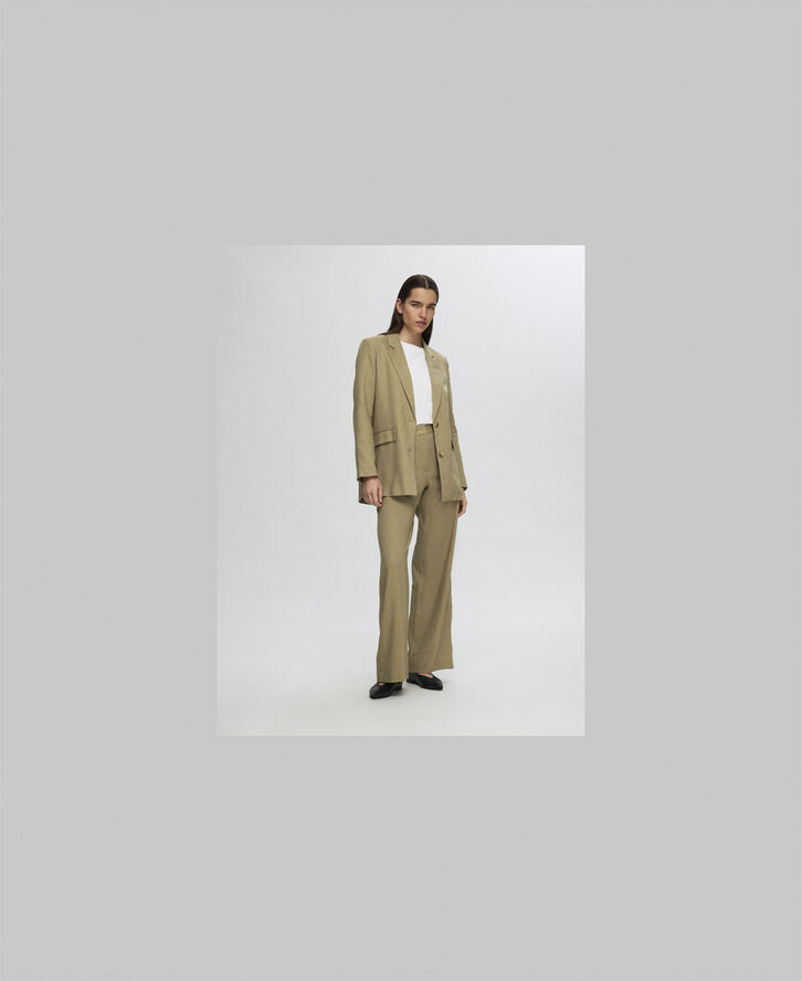 Selected Femme SLFTANIA-ELIANA HW WIDE PANT EX Covert green