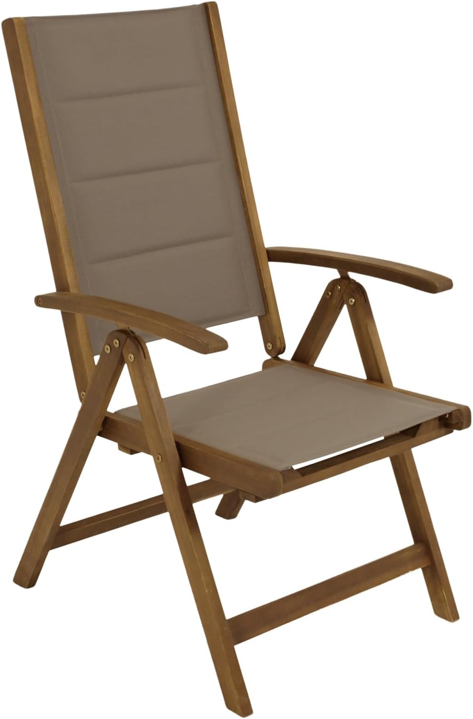 DEGAMO Gartenstuhl Klappsessel Bolivar Hochlehner, 5-Fach verstallbar, Akazie geölt, Kunstgewebe mit Polsterung Graubraun, Outdoor, FSC®-Zertifiziert XM4621264