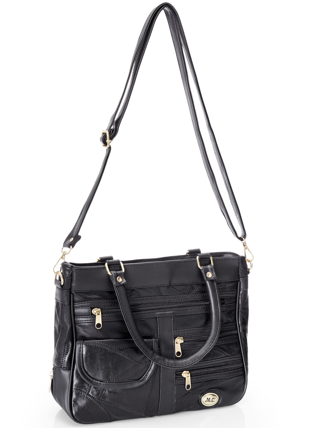 Patchwork-Tasche mit abnehmbarem Umhängeriemen
