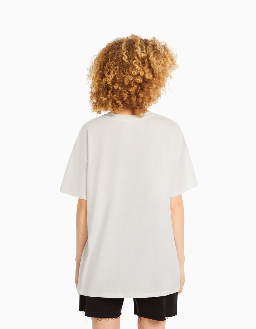 Camiseta oversized de manga curta estampada