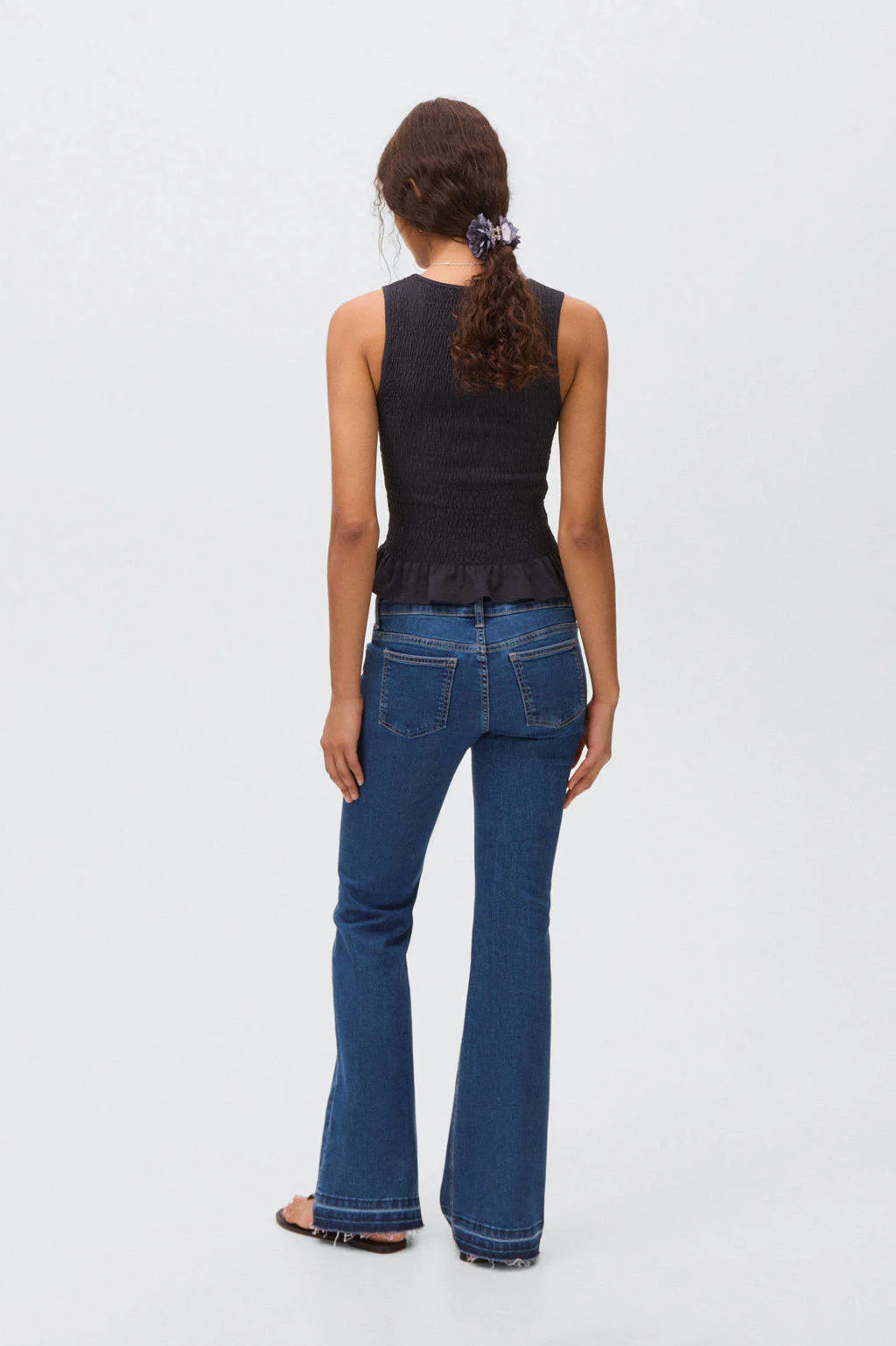 MANGO TEEN low waist flared jeans medium blue denim