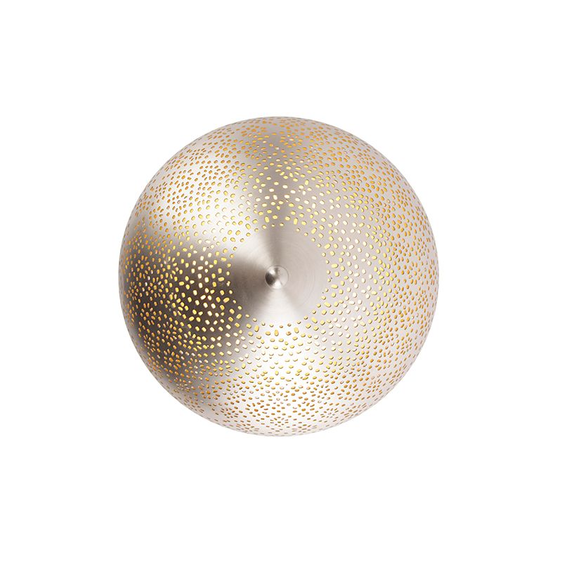Oosterse plafondlamp staal met lichteffect - Sinbad
