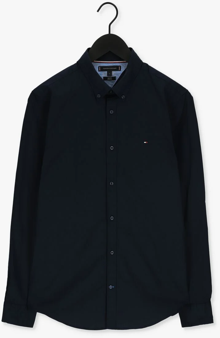 TOMMY HILFIGER blauwe tommy hilfiger casual overhemd core stretch slim poplin shirt