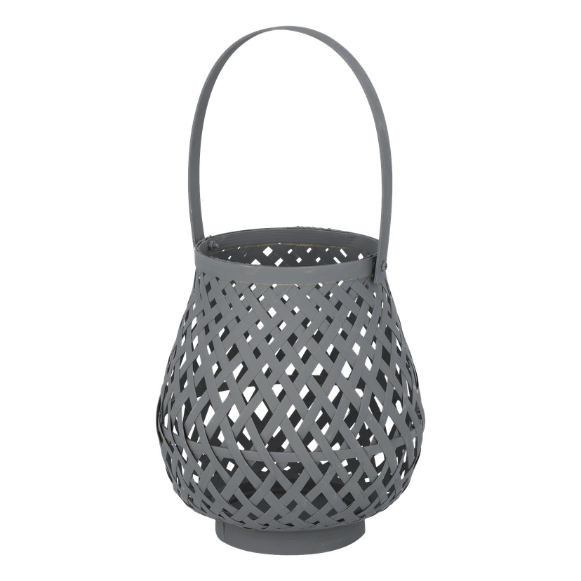 Grå lyslykt av bambus 18xØ16 cm